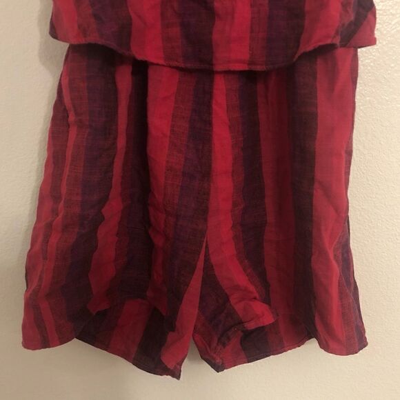NWT ANTHROPOLOGIE Amadi Striped Linen Shorts Romper - Picture 7 of 14